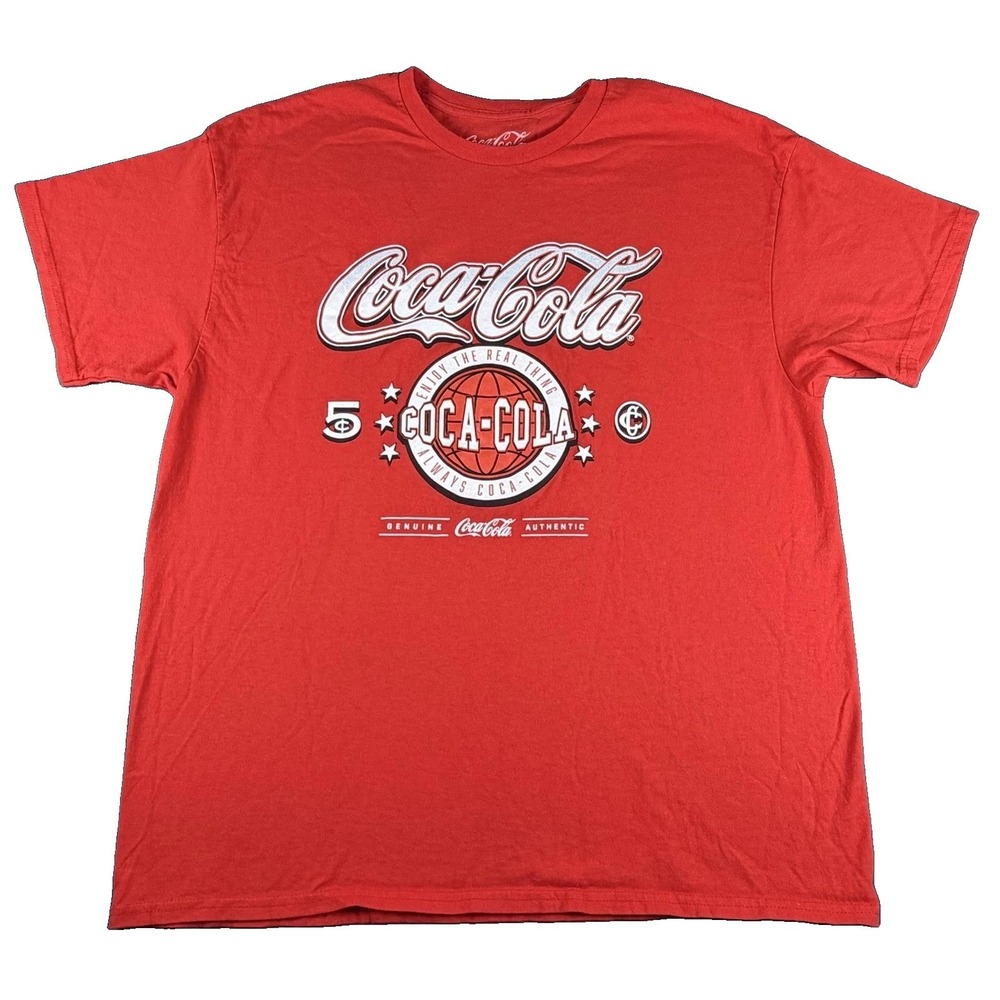 Coca-Cola Shirt Mens Medium Red Basketball Graphic Crew Neck Tee Tagless Casual